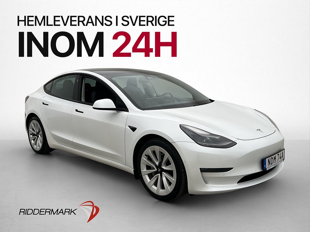 Tesla Model 3 Long Range AWD Dragkrok Pano Skinn B-Kamera AP