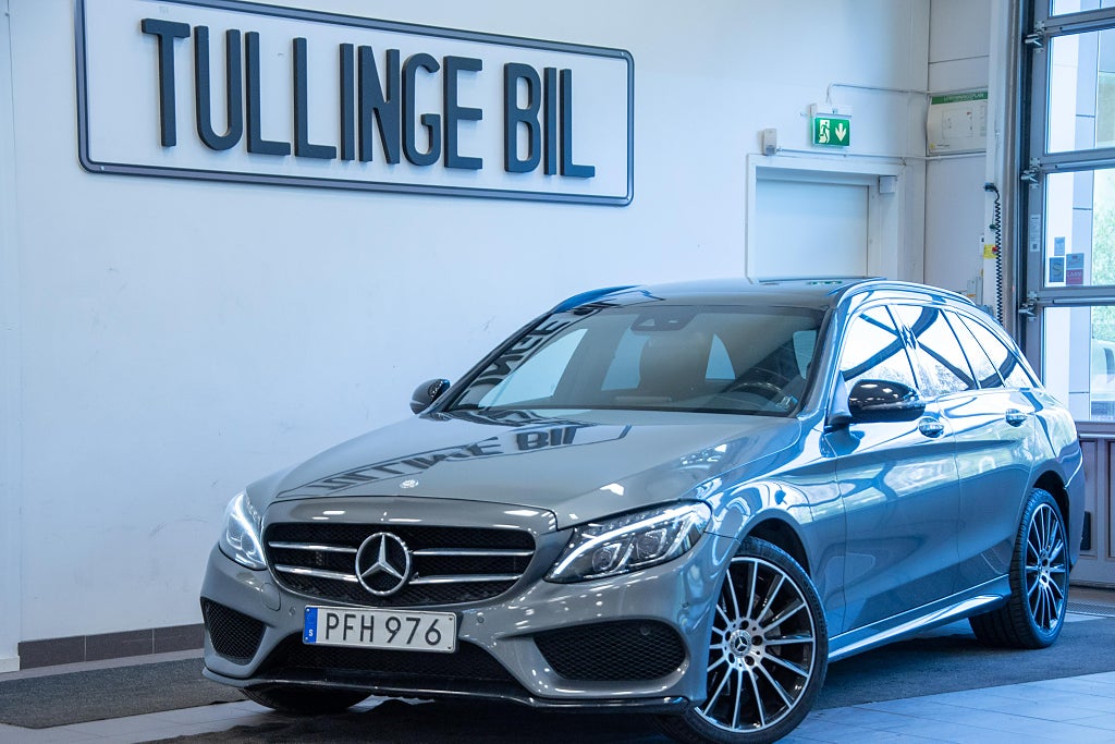 Mercedes-Benz C 220 T d 4M 9G AMG Burmester Pano Värm Drag Läder 19" 