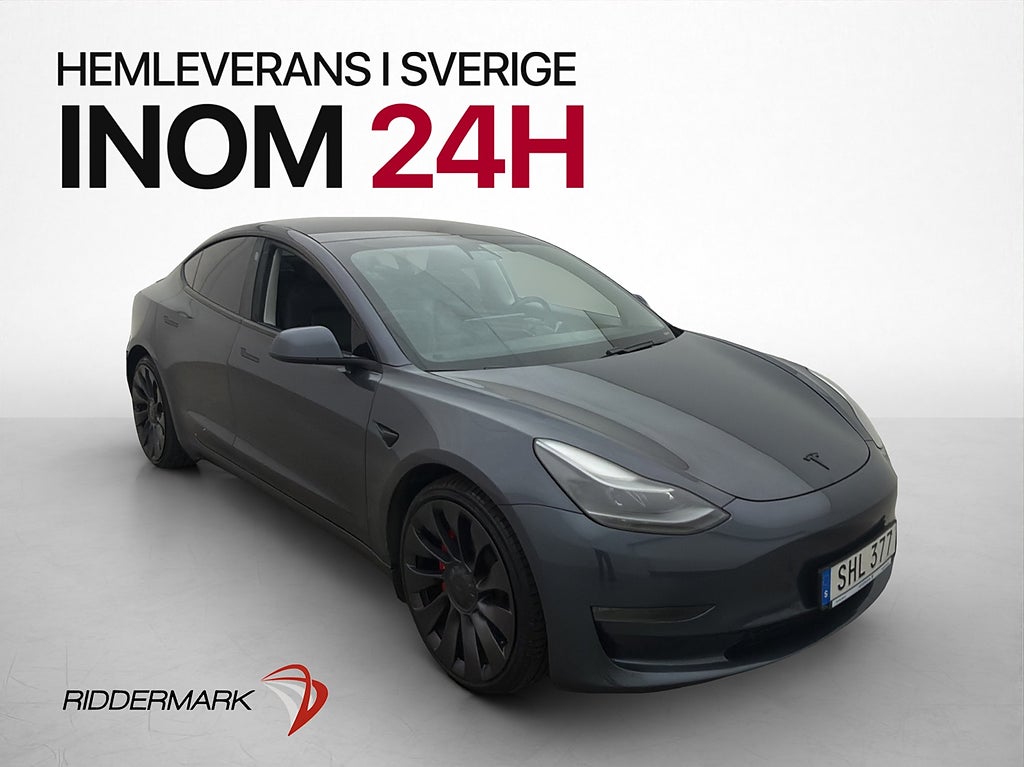Tesla Model 3 Performance 513hk  Autopilot Panorama Sv-Såld