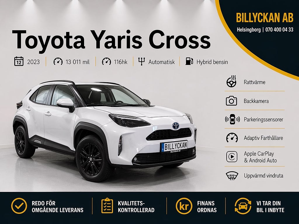 Toyota Yaris Cross Hybrid e-CVT Active |Adaptiv-fart|Rattvärme|CarPlay