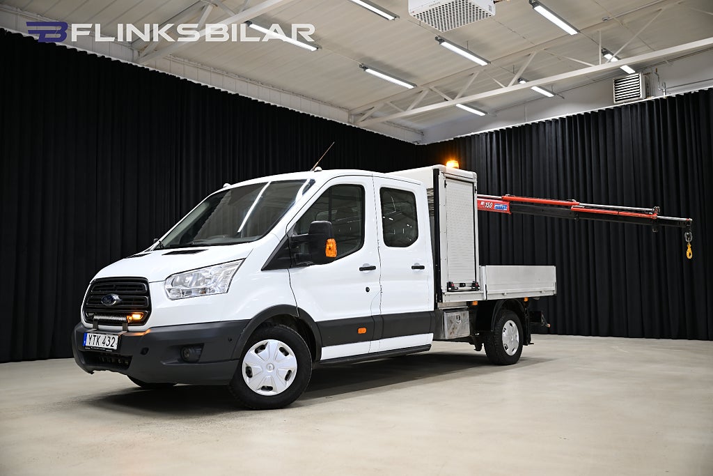 Ford transit 350 170HK Dubbelhytt|Flak|Inredd|Kranbil|NyKamrem|Moms