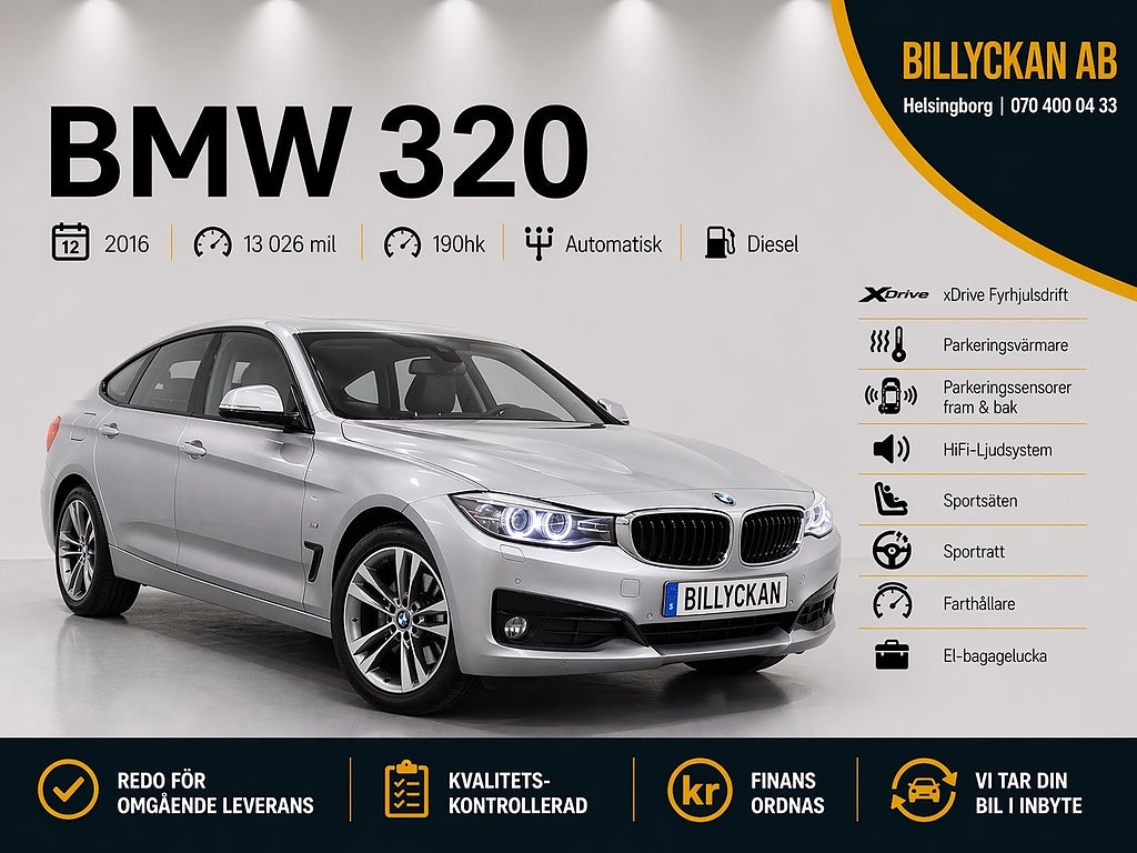 BMW 320 d xDrive GT Sport line |HiFi|PDC|Drag|S&V-Hjul|190hk