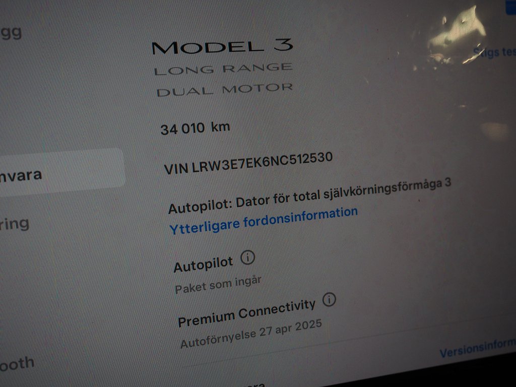 Tesla Model 3 Long Range AWD 440hk | Pano | 2022