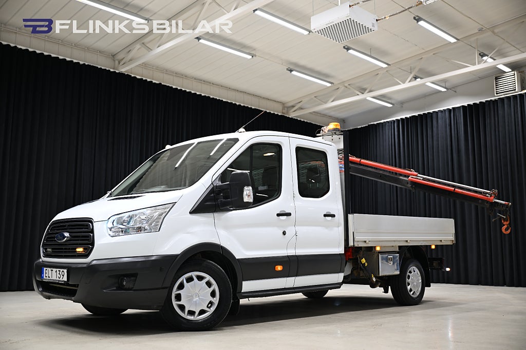 Ford transit 350 170HK Dubbelhytt|6-Sits|Kranbil|Flak|NyKamrem|Moms