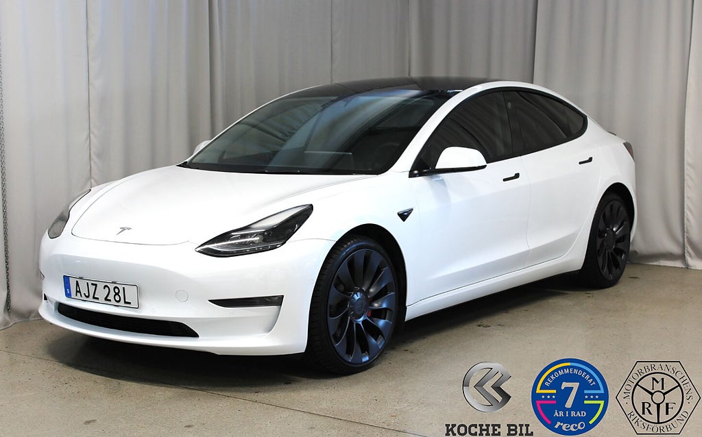 Tesla Model 3 Performance 534 HK,  Värmepump, 20'', Toppskick 