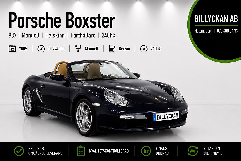 Porsche Boxster 987 | Manuell | Helskinn | Farthållare | 240hk