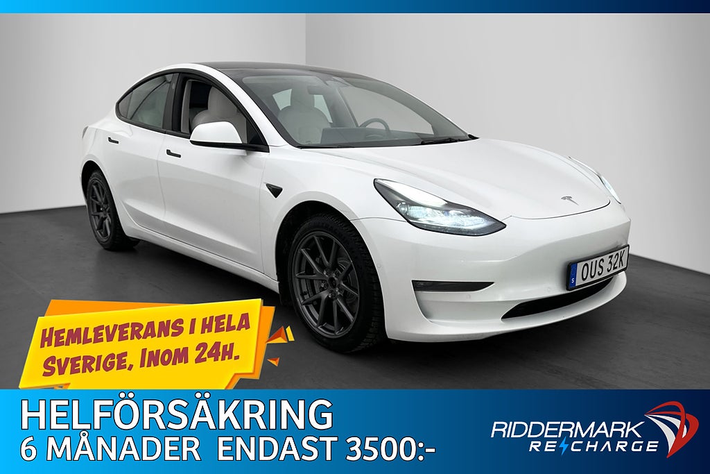 Tesla Model 3 Long Range AWD Ljus Interiör  Svensksåld MOMS