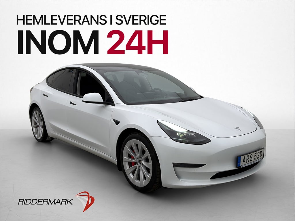 Tesla Model 3 Performance Autopilot Rattvärme Svensksåld