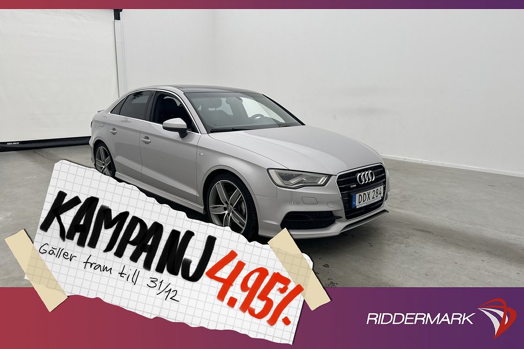 Audi A3 Sedan TDI 150hk S-Line Pano Navi Matr 4,95% Ränta