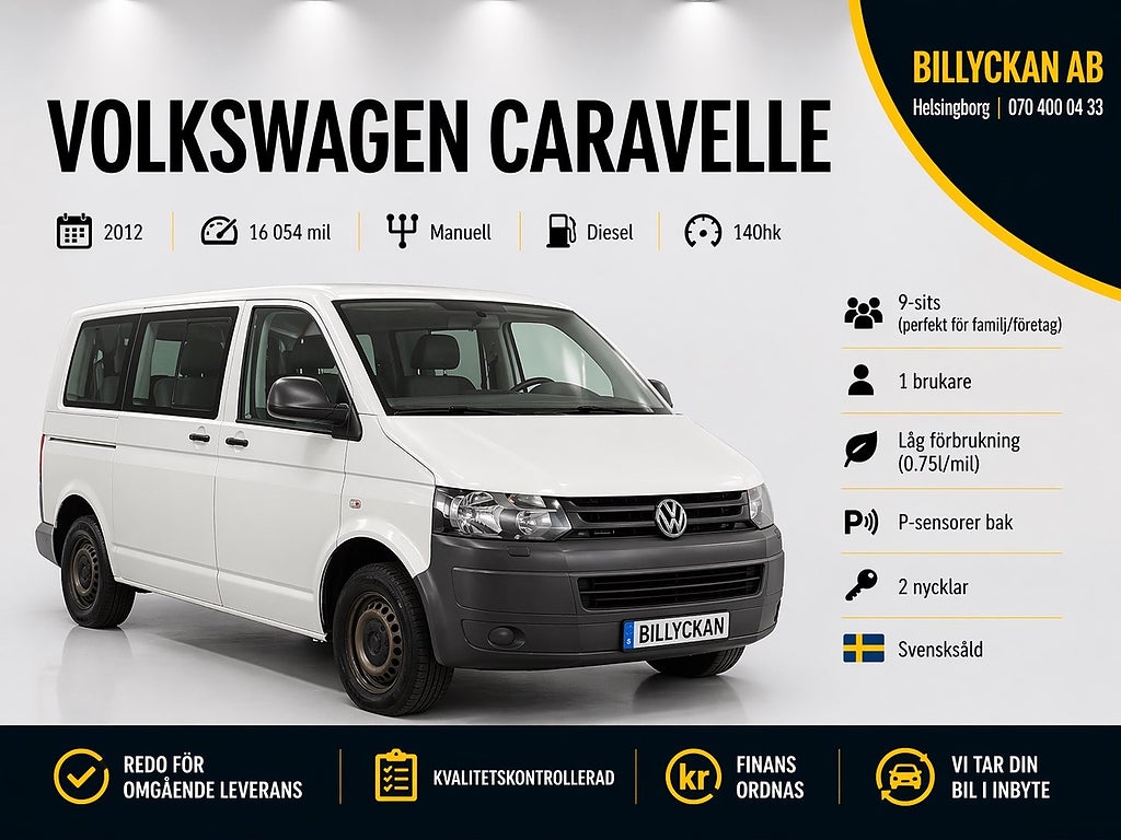 Volkswagen Caravelle 2.0 TDI| 9-Sits | 1-Brukare| Nyservad| P-sensor | 140hk