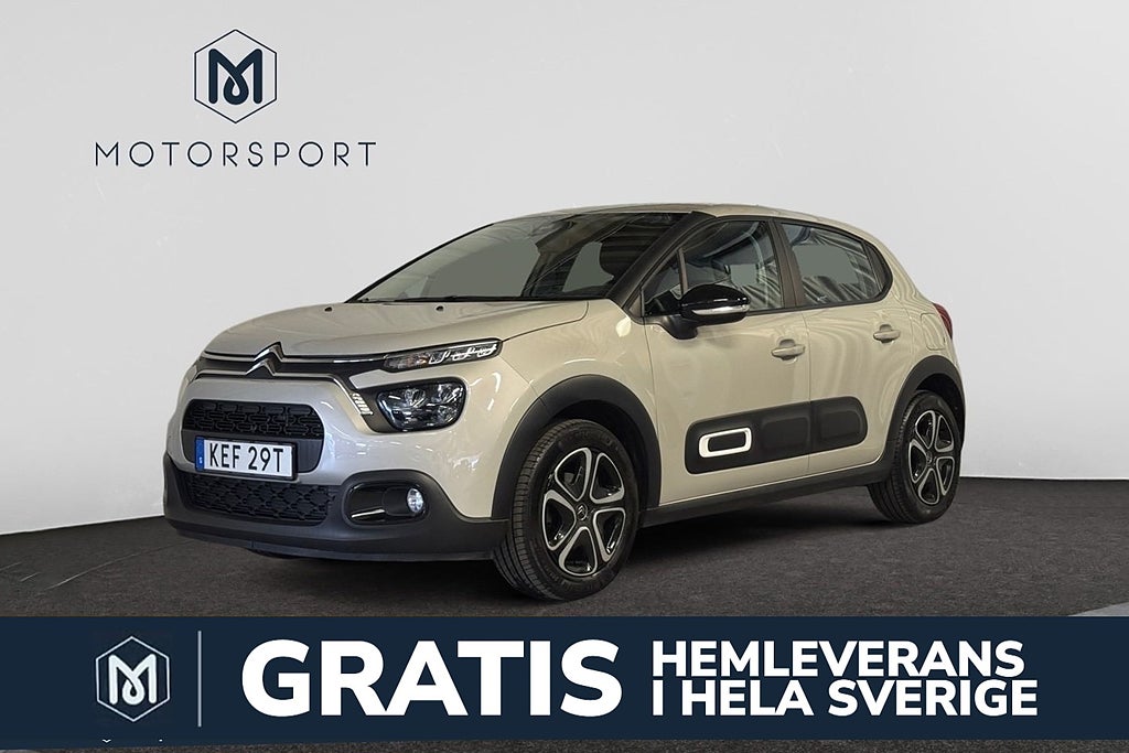 Citroen C3 1.2 PT 83hk Dragkrok Apple Carplay Farthållare Låga mil