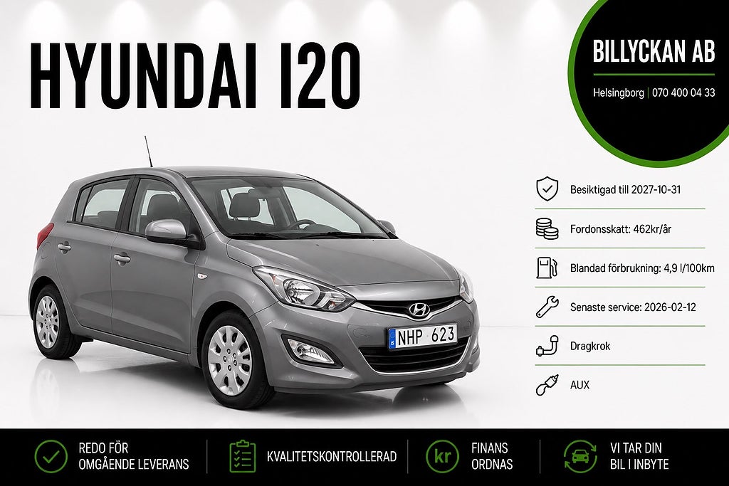 Hyundai i20 5-dörrar 1.2 | Select | Dragkrok | AUX | 84hk