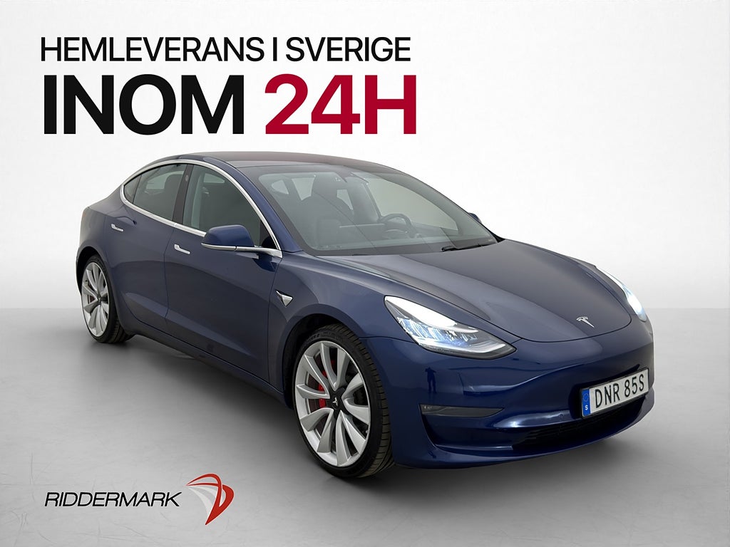 Tesla Model 3 Performance AWD Pano AP Kamera Skinn Navi