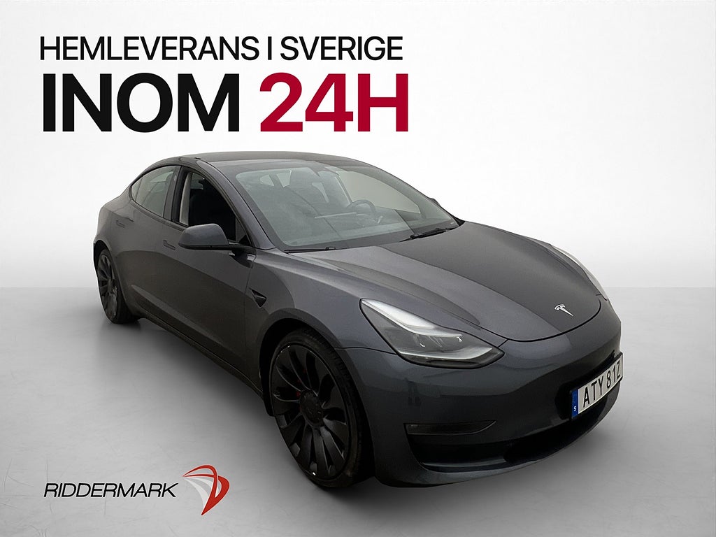 Tesla Model 3 Performance Rattvärme Kamera Svensksåld