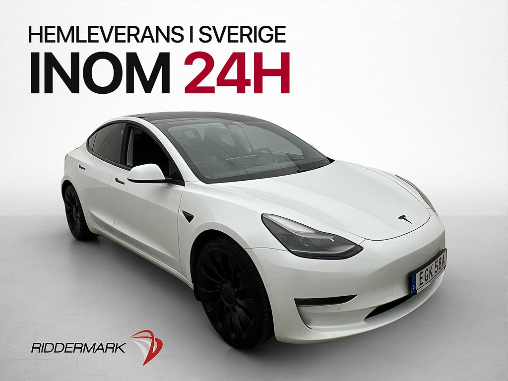 Tesla Model 3 Performance 513hk Autopilot Navi Kamera Läder