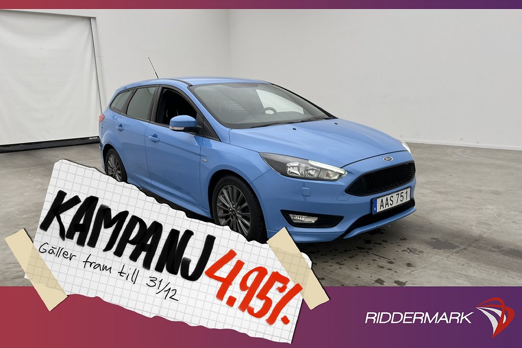 Ford Focus Kombi EcoBoost 125hk ST-Line Sensorer 4,95% Ränta