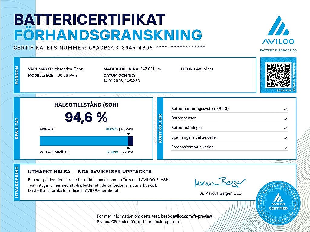 Mercedes-Benz EQE 350+ 90.6 kWh, 292hk, Burmeister, Elstolar, Läder