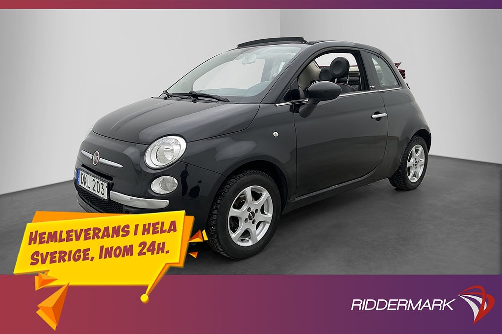 Fiat 500C 1.2 8V 69hk Lounge En-Brukare P-Sensorer Halvskinn