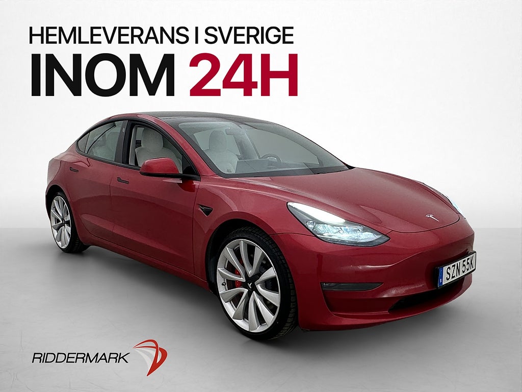 Tesla Model 3 Performance AWD 513hk AP Skinn Pano Sv-Såld