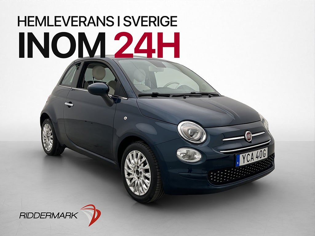 Fiat 500 1.2 Lounge Panorama CarPlay 0,49l/mil ISOFIX