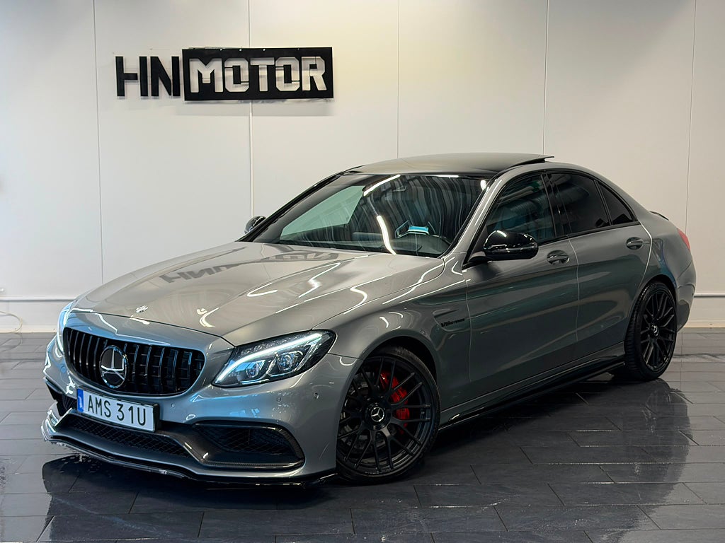 Mercedes-Benz C63 AMG 476hk |PANO|HuD|BURMESTER|SKALSTOLAR|360Kam|NyServ|