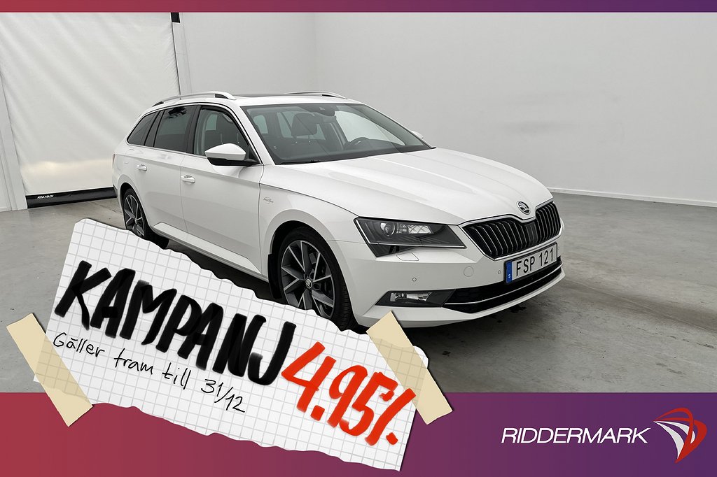 Skoda Superb 4x4 280hk L&K Pano Canton Värm Drag 4,95% Ränta