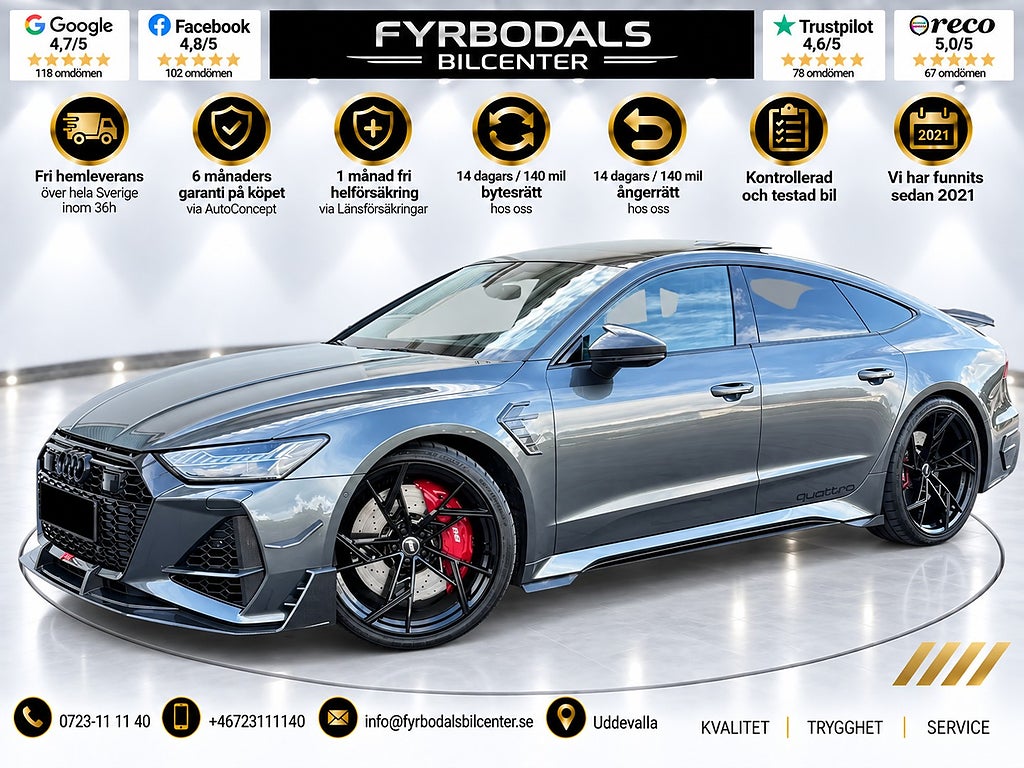 Audi RS7 Performance 630hk 22" RS-Design Pano RS-7R ABT MOMS/VAT