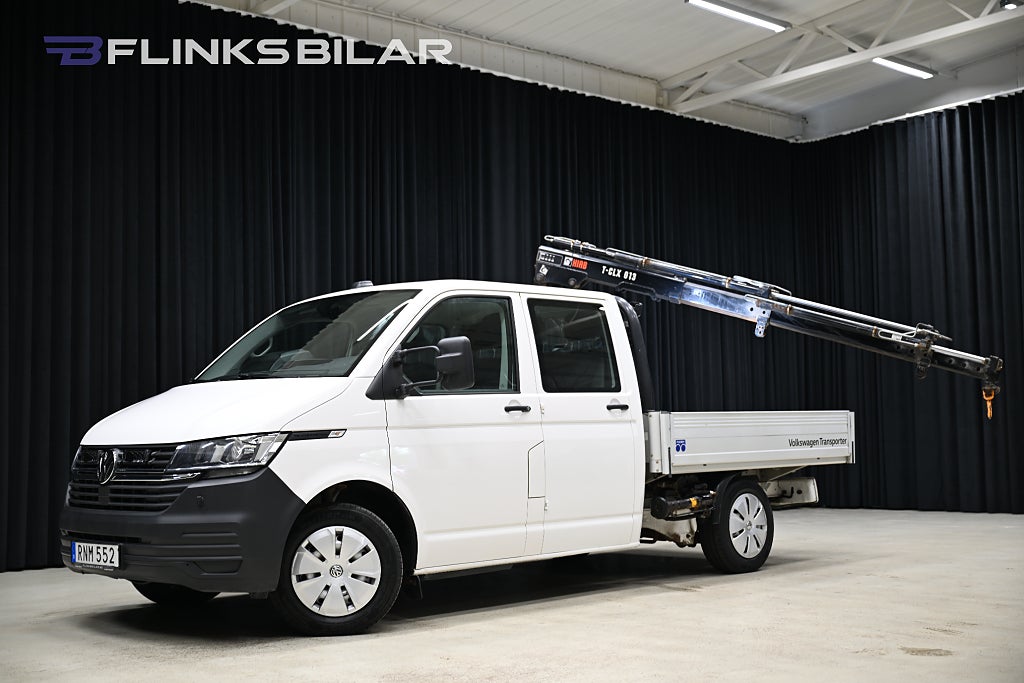 Volkswagen Transporter 4Motion 150HK Dubbelhytt|Flak|Kranbil|HIAB|Moms|SeUTR!