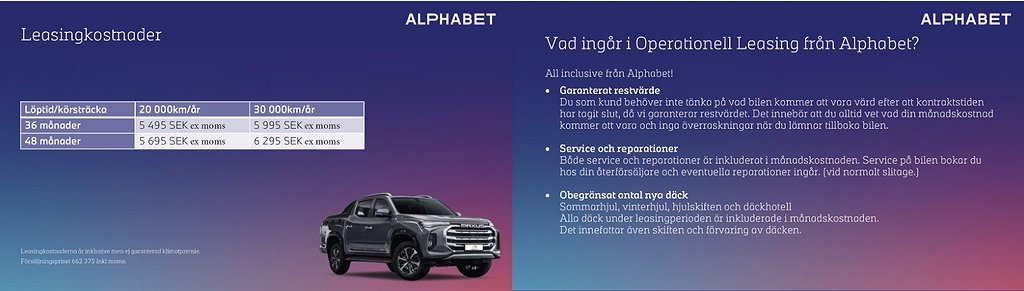 Maxus T90 EV OP-Leasing fr 5495kr/mån | Eldriven pick-up 2024