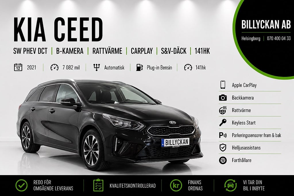Kia Ceed SW PHEV DCT |B-Kamera|Rattvärme|CarPlay|S&V-Däck|141hk