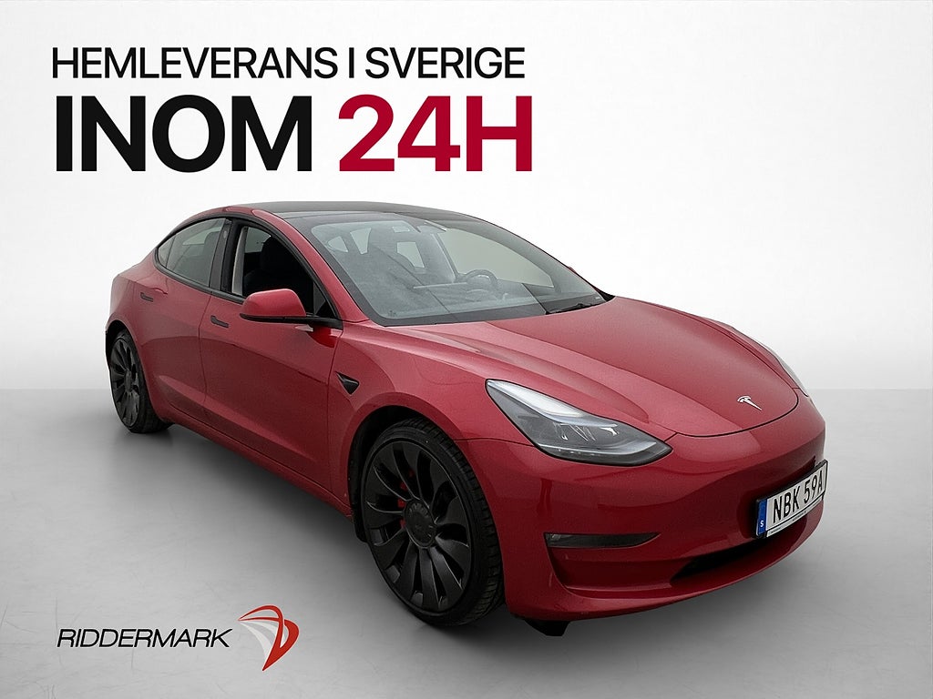 Tesla Model 3 Performance 513hk Kamera Autopilot Sv-Såld