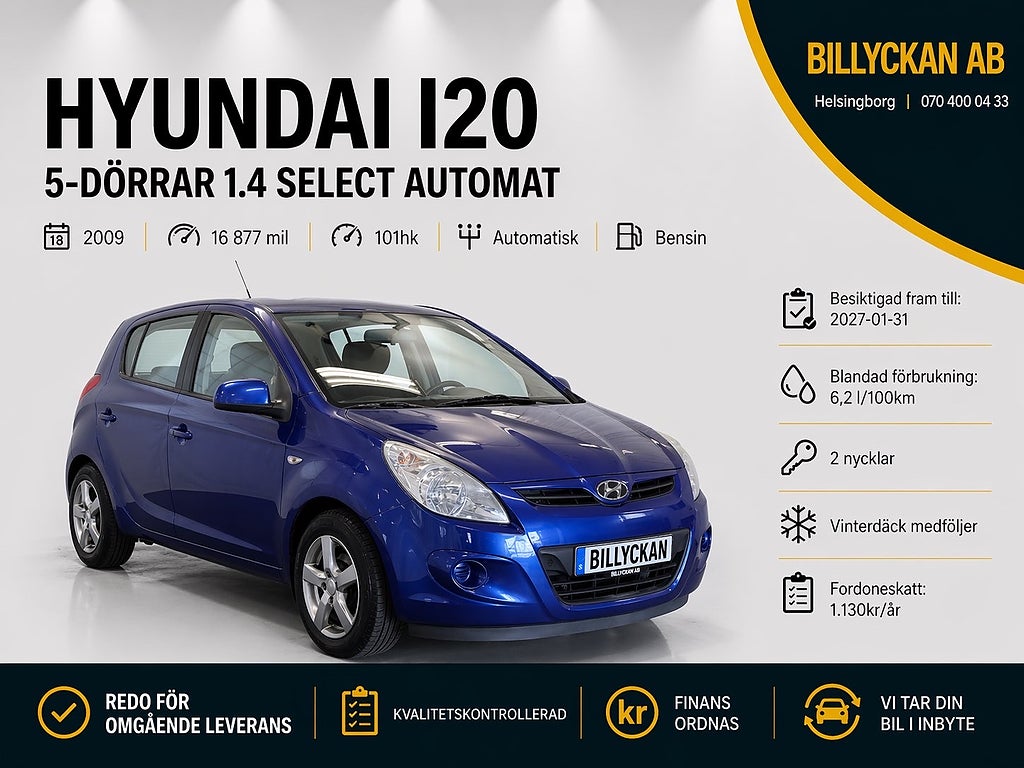 Hyundai i20 5-dörrar 1.4 Select | S&V-hjul | Automat | 101hk