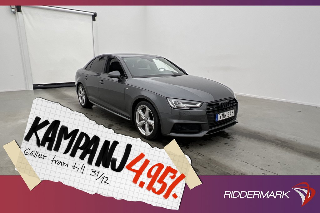 Audi A4 TFSI Q Sedan 252hk S-Line Svart-optik 4,95% Ränta