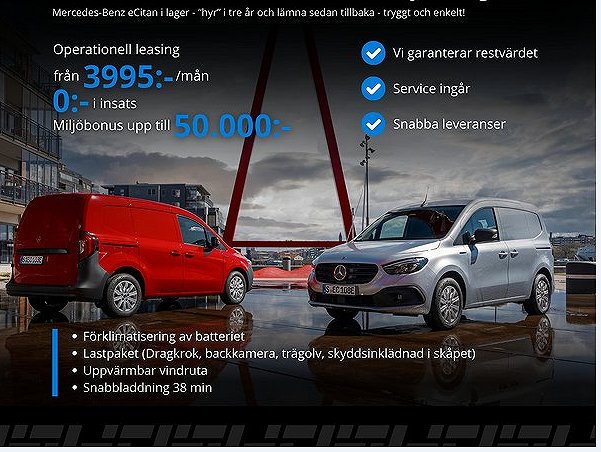 Mercedes-Benz eCitan eCitan 112 skåp L2  Från 3995kr/ månad