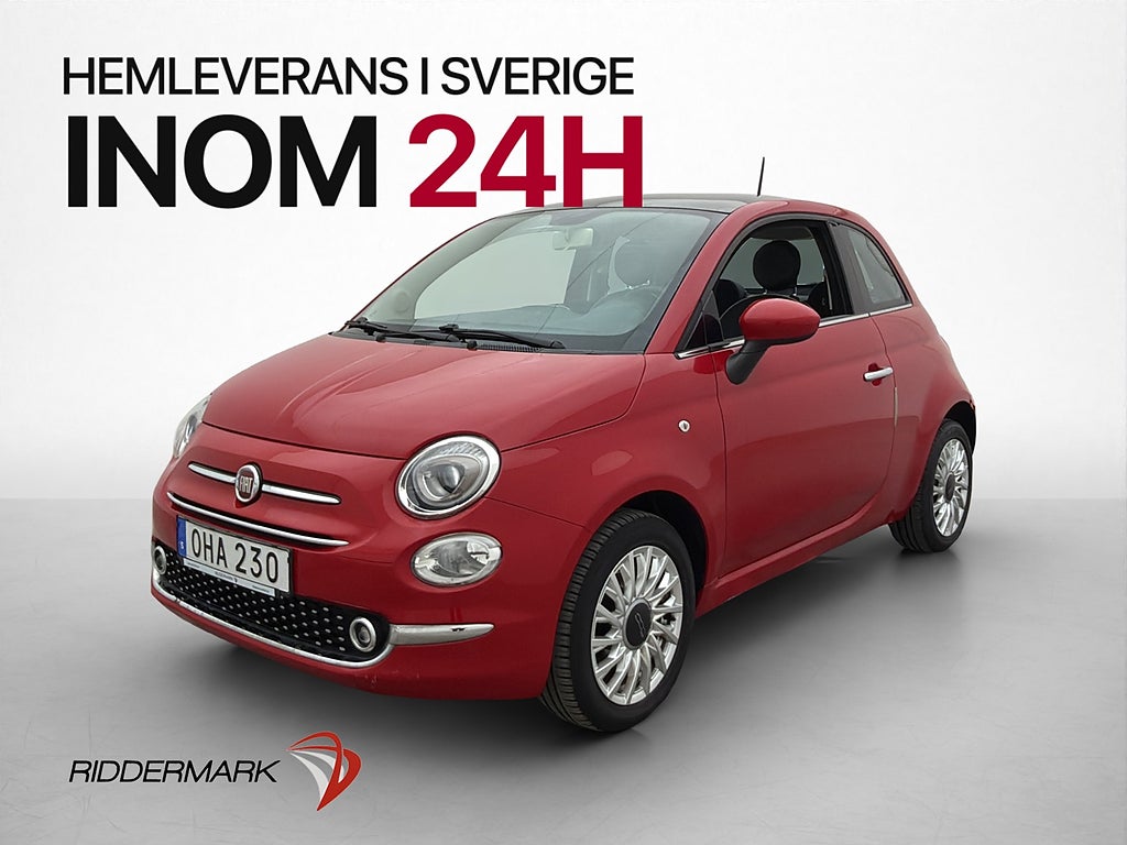 Fiat 500 1.2 8V 69hk Lounge Panorama P-Sensorer Bluetooth
