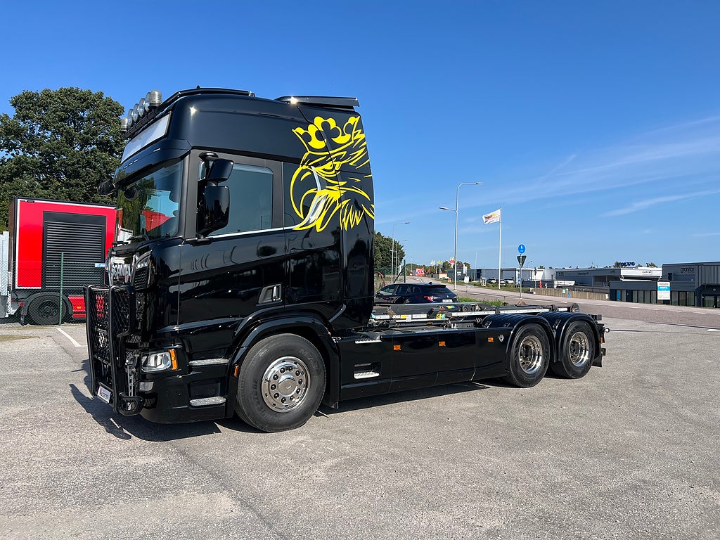 Scania R650 V8 6x4 Tandem Lastväxlare, Kranflak & Liftdumper, Euro 6