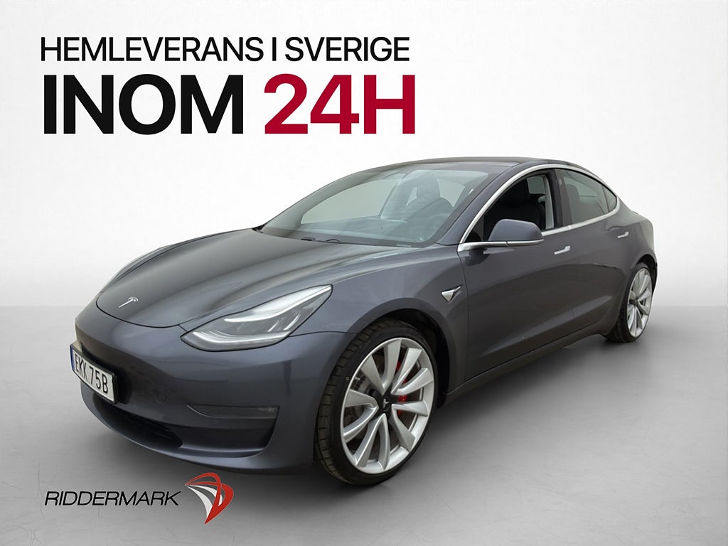 Tesla Model 3 Performance AWD Panorama Skinn Svensksåld
