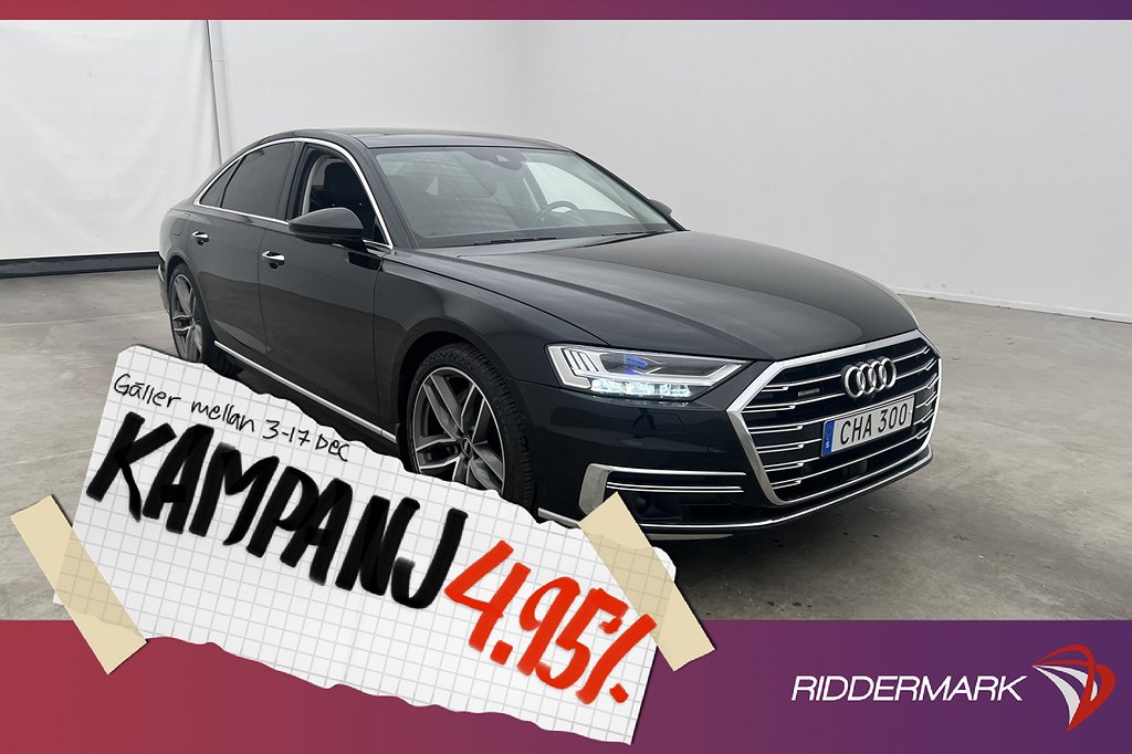 Audi A8 55 TFSI Q 340hk Taklucka B&O Värmare 3D 4,95% Ränta