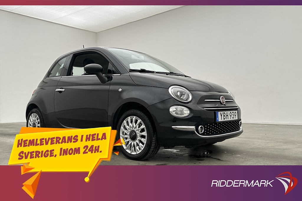 Fiat 500 1.2 8V 69hk Lounge Panorama 448kr skatt 0,49L/mil
