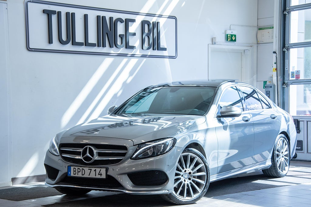 Mercedes-Benz C 220 d 7G 170HK AMG Panorama Drag Läder P-Sensorer 19" 