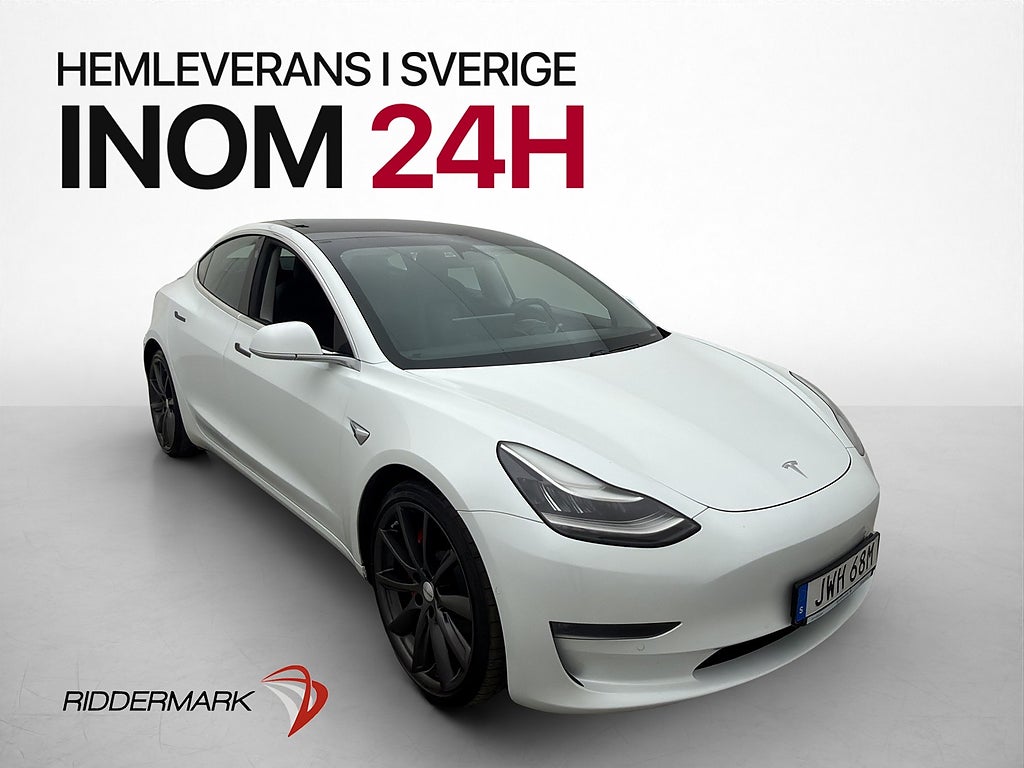 Tesla Model 3 Performance Kamera Navi Skinn Svensksåld