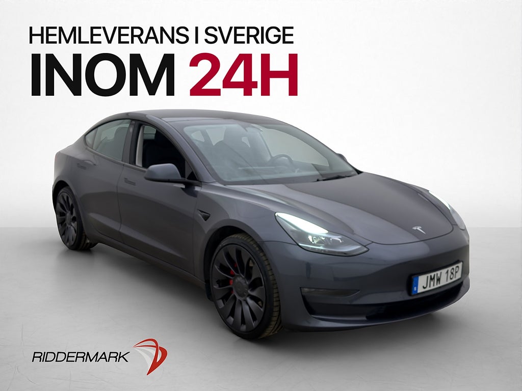 Tesla Model 3 Performance AWD Pano Skinn Kamera 1 Brukare