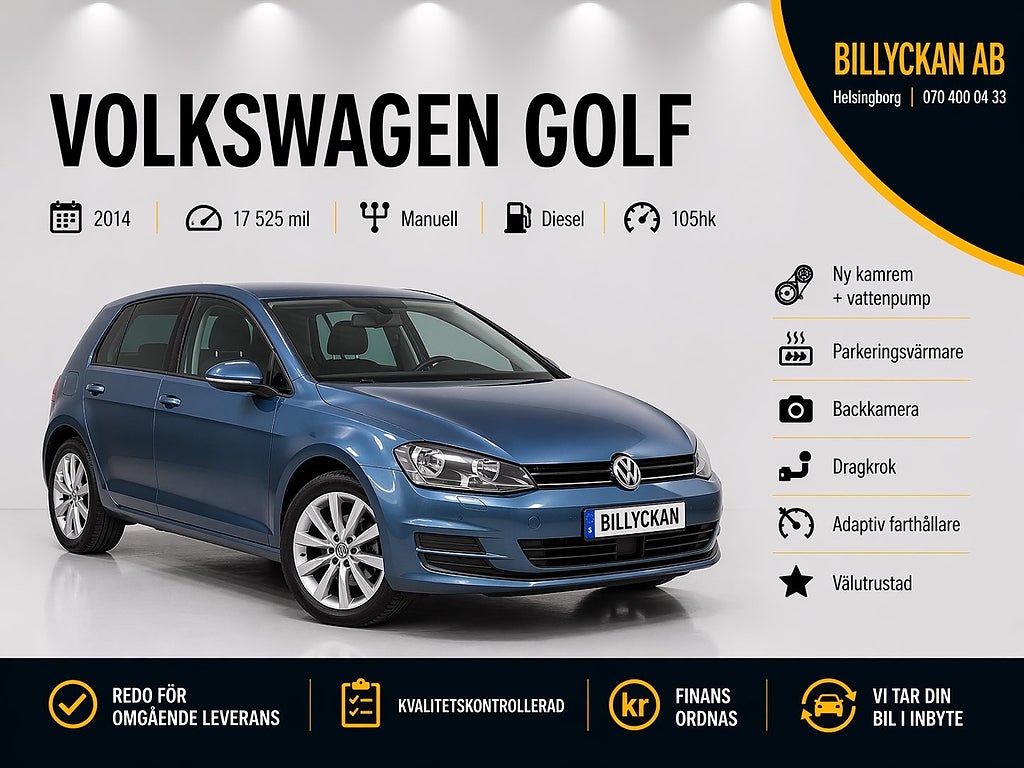 Volkswagen Golf 1.6 TDI  Masters|P-värmare|Ny kamrem|Drag|Kamera|105hk