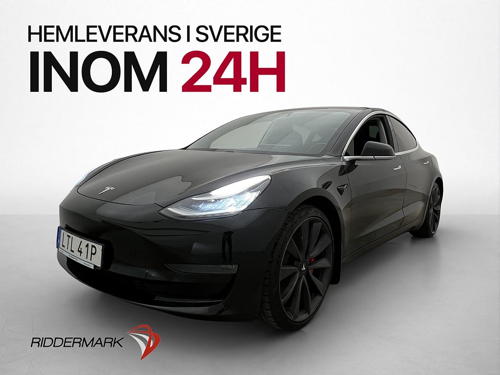 Tesla Model 3 Performance 513hk AWD Pano AP Kamera Skinn