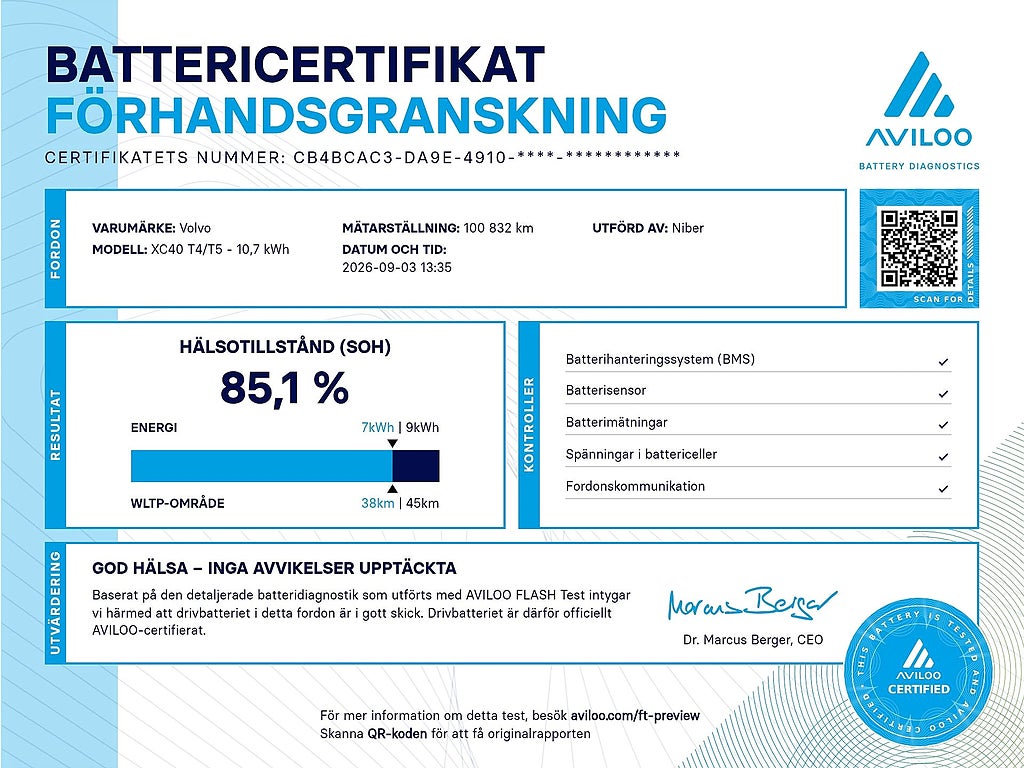 Volvo XC40 Recharge T5, 1 brukare, Inscription, Kamera, Navi