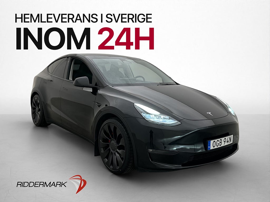 Tesla Model Y Performance AWD Värmare Panorama Skinn MOMS