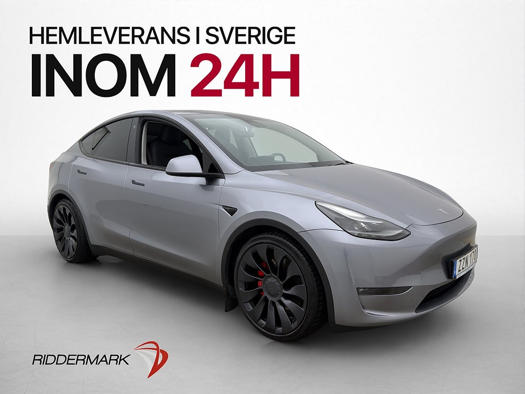 Tesla Model Y Performance Dragkrok Autopilot MOMS Svensksåld