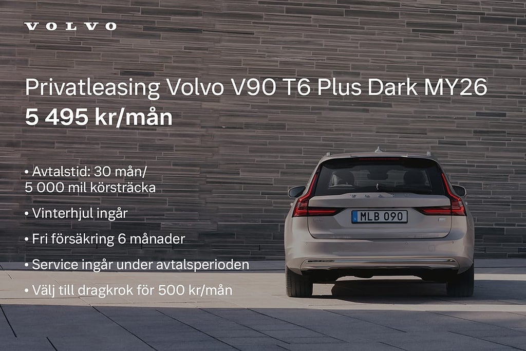 Volvo V90 T6 Plus Dark Nordic Edition Privatleasing 5495k...
