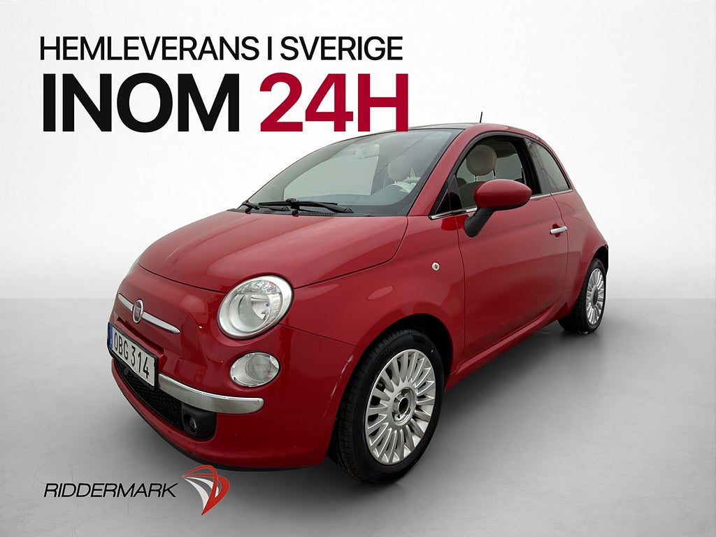 Fiat 500 1.2 8V 69hk Lounge Taklucka Bluetooth Ny-Kamrem