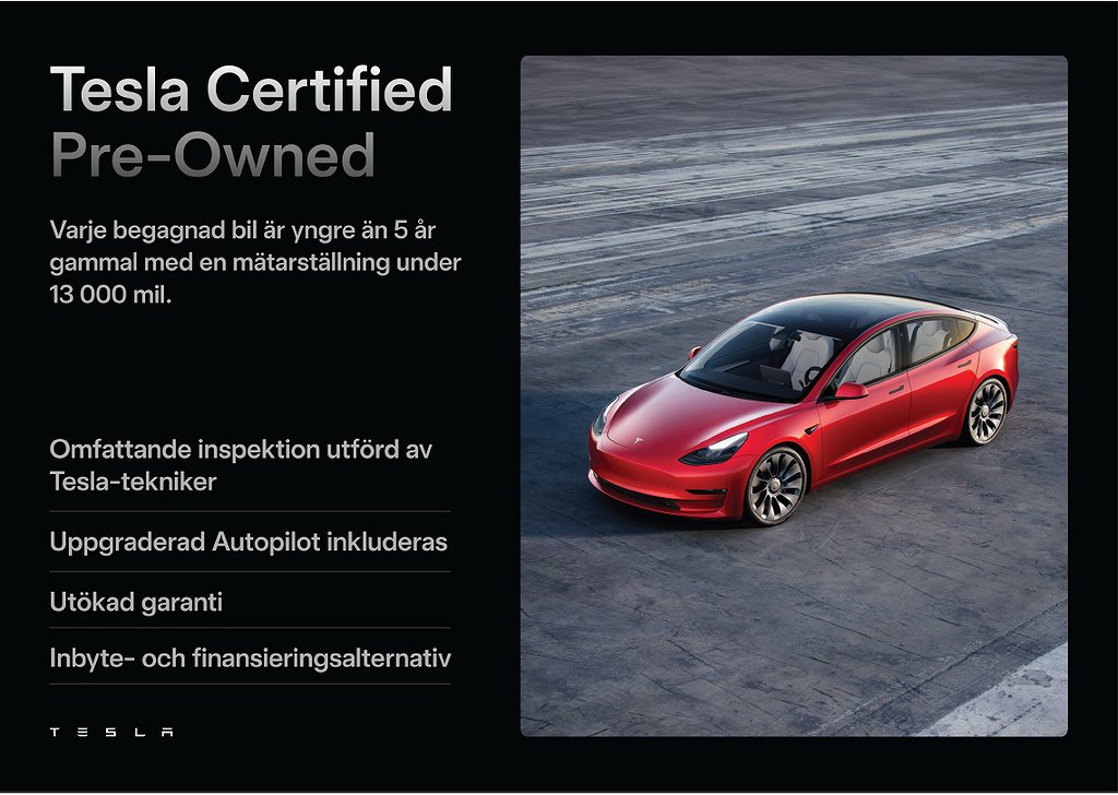 Tesla Model 3 Long Range AWD drag moms v-hjul 5,99% garanti